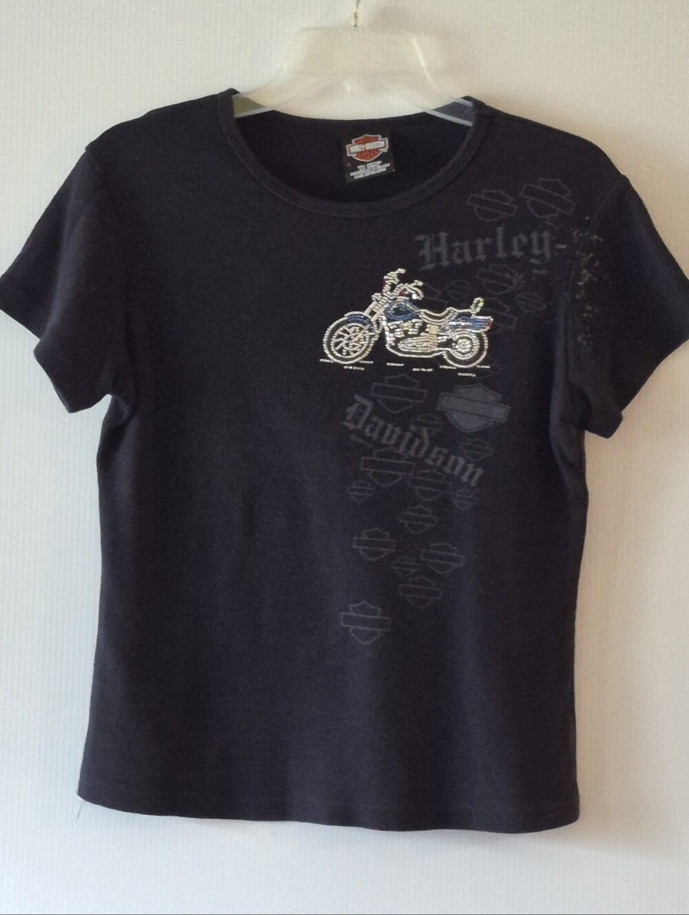Harley-Davidson Black Metal & Rhinestone Studded Las Vegas Tee